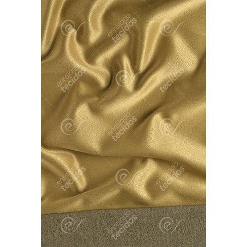 Tecido Jacquard Dourado e Preto Liso Tradicional - 2,80m de Largura