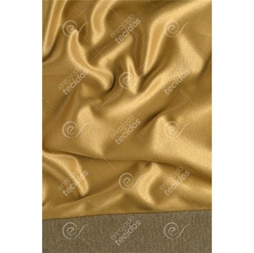 Tecido Jacquard Dourado e Preto Liso Tradicional - 2,80m de Largura