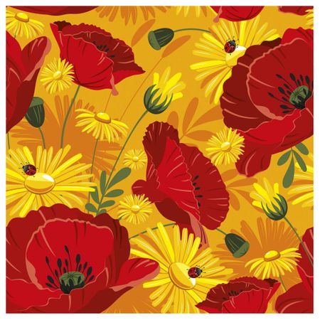 Tecido Quadrado Digital 49 X 49cm - Flores Vermelha