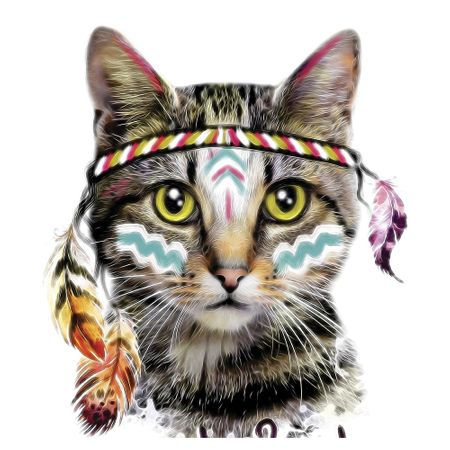 Tecido Quadrado Digital 49 X 49cm - Gato Indígena