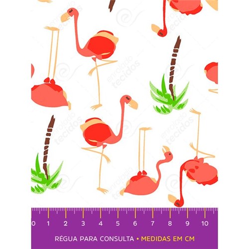 Tecido Tricoline Estampado Flamingo - 1,50m de Largura