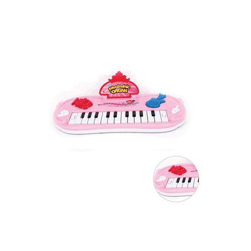 Teclado e Piano Musical 31 Cm C/ Luz Eletric Organ Rosa