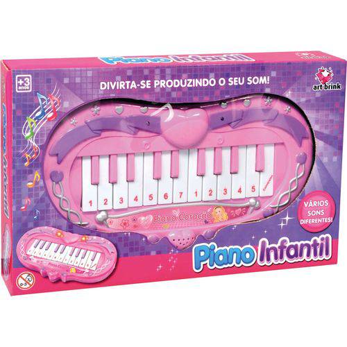 Teclado Infantil Piano Coracao Rosa 16cm Art Brink Unidade