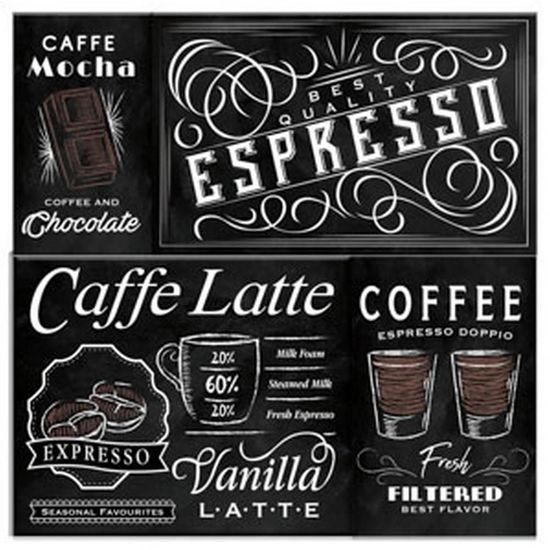 Tela Mosaico Expresso Coffee Type Preto e Branco