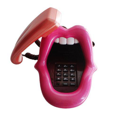 Telefone com Fio Formato Boca Rolling Stone Super Moderno - Pink