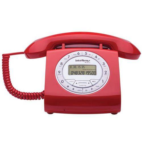 Telefone com Fio Intelbras Tc8312 Viva-voz com Ajuste de Volume Identificador de Chamadas Vermelho