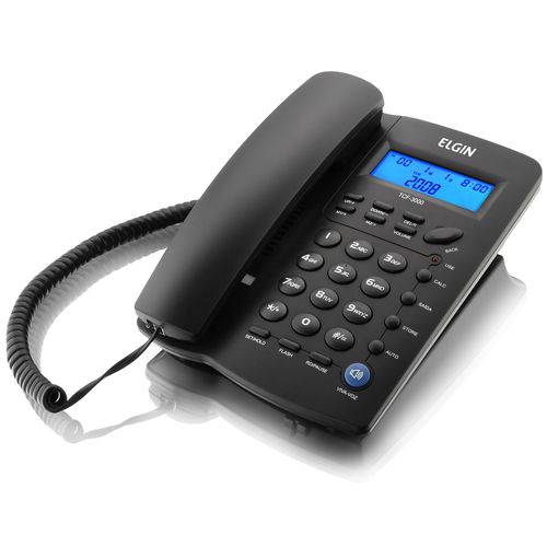 Telefone com Fio Viva Voz com Identificador de Chamadas Elgin Tcf-3000 Preto
