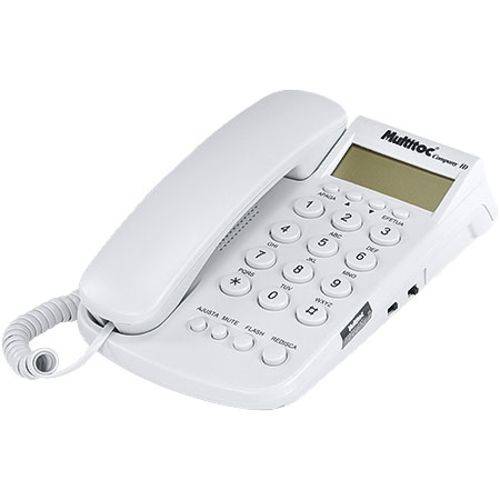 Telefone com Identificador de Chamadas Company Id Branco - Chave de Bloqueio - Funções Flash Mute