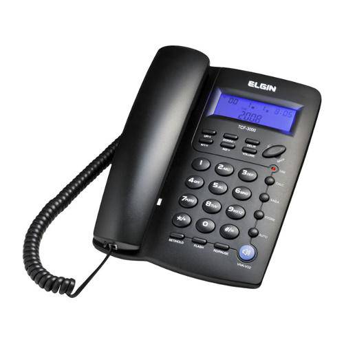 Telefone de Mesa C/ Fio Tcf 3000 Preto - Elgin
