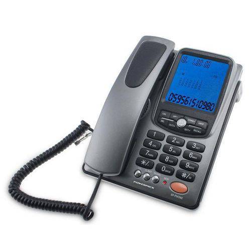 Telefone Fixo Powerpack Tel-8034 com Identificador de Chamadas - Cinza-preto