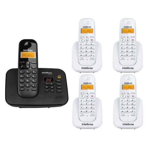 Telefone Intelbras Sem Fio Digital Ts 3130 + 4 Ramal Ts 3111