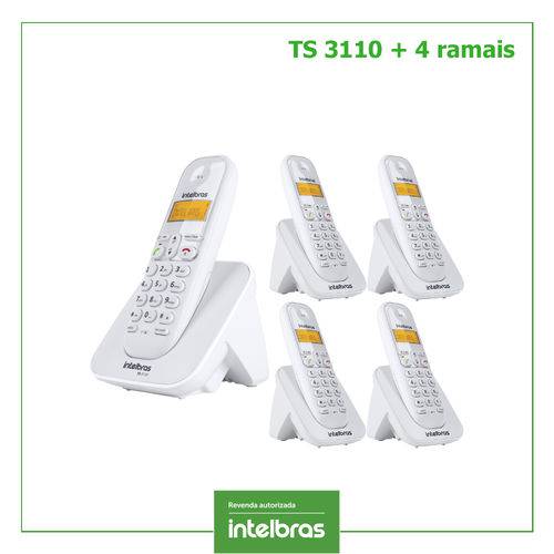 Telefone Intelbras Sem Fio Digital Ts 3110 + 4 Ramais Ts 3111 Branco