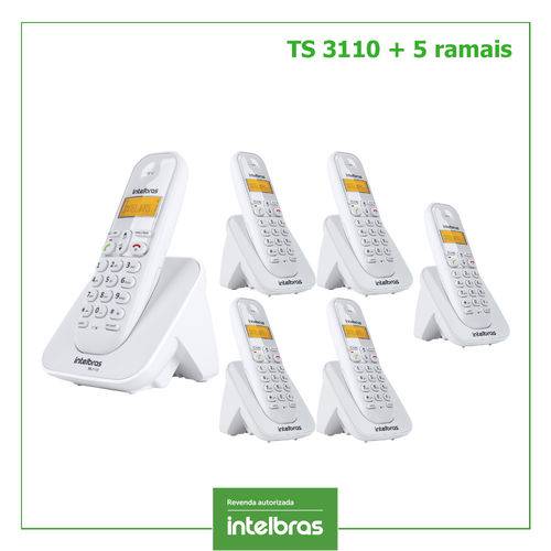 Telefone Intelbras Sem Fio Digital Ts 3110 + 5 Ramais Ts 3111 Branco