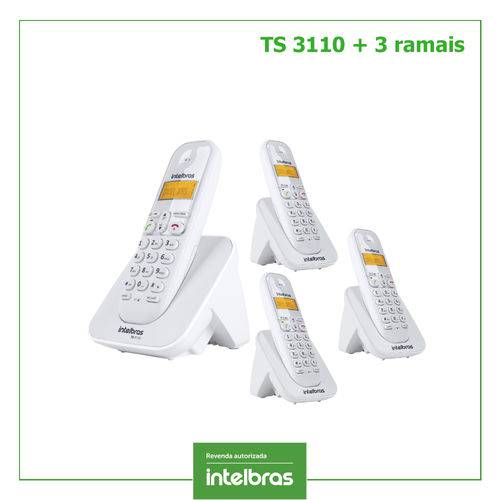 Telefone Intelbras Sem Fio Digital Ts 3110 + 3 Ramais Ts 3111 Branco