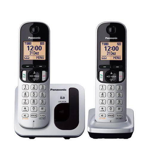 Telefone S/FIO Panasonic KX-TGC212LBB 2 RAMAIS