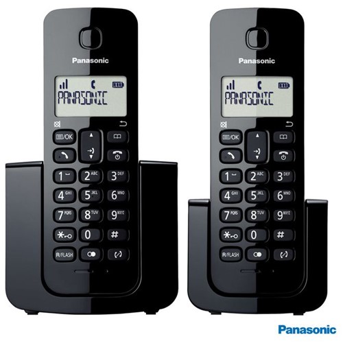 Telefone Sem Fio com Base + Ramal KX-TGB112LBB 1.9 GHz Preto - Panasonic