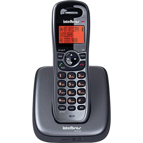 Telefone Sem Fio Dect 6.0 C/ Identificador de Chamadas, Agenda Telefônica e Viva Voz TS 6120 - Intelbras