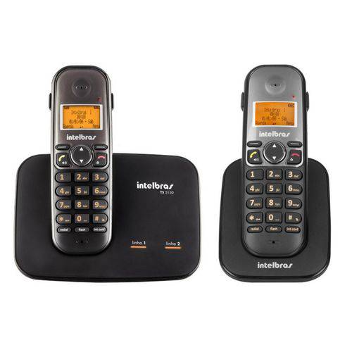 Telefone Sem Fio Digital com Entrada para 2 Linhas Ts 5150 com 1 Ramal Adicional Ts 5121 Intelbras