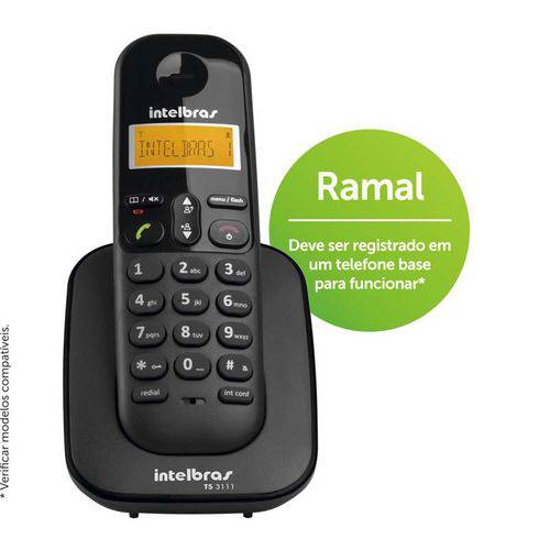 Telefone Sem Fio Digital com Ramal e Id Ts3111 Intelbras