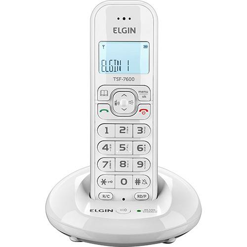 Telefone Sem Fio Elgin TSF 7600 com Identificador de Chamada Branco