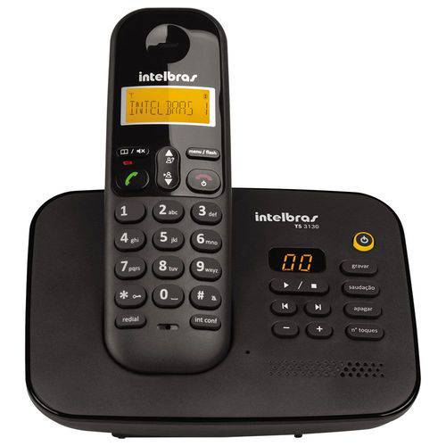 Telefone Sem Fio Intelbras TS3130 Secretária Eletronica Cor Preta