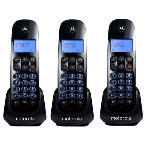Telefone Sem Fio Motorola M750-3 com Identificador de Chamadas 1 Base + 2 Ramais - Preto