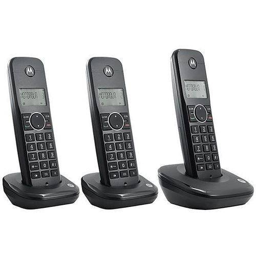 Telefone Sem Fio Motorola Moto 500id-3 (3 Bases) com Identificador de Chamada - Preto
