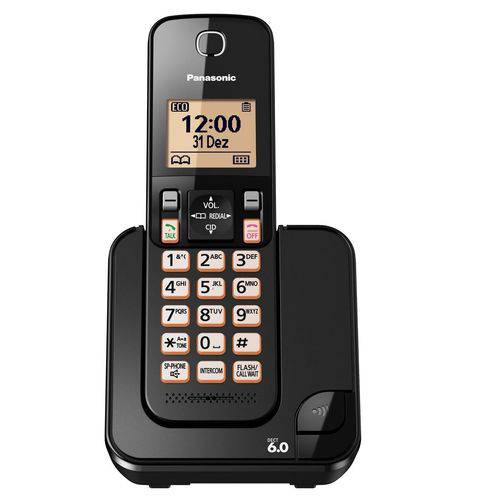 Telefone Sem Fio Panasonic Kx-TGC350 Bivolt Id Chamadas Viva Voz Agenda Preto