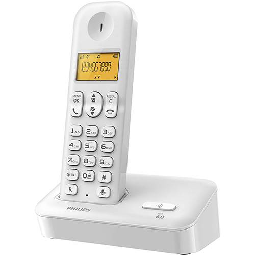 Telefone Sem Fio Philips Branco D1501W/BR com Identificador de Chamadas