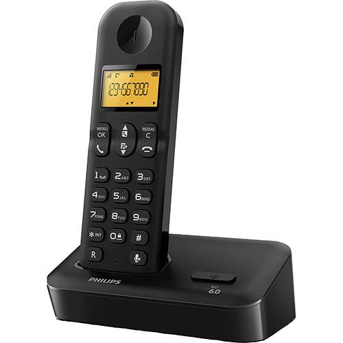 Telefone Sem Fio Philips Preto D1501B/BR com Identificador de Chamadas