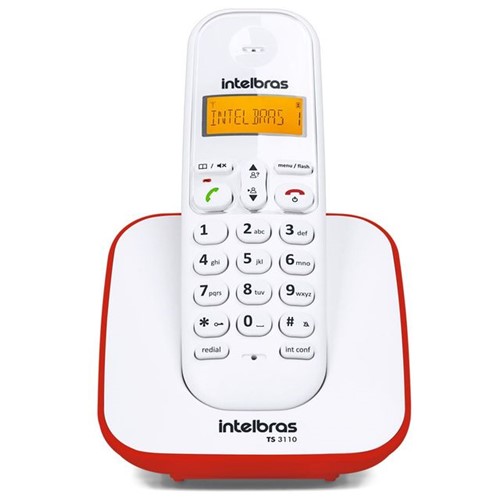 Telefone Sem Fio TS 3110 Eco Mode Intelbras Vermelho e Branco