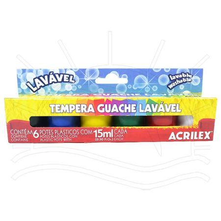 Tempera Guache Lavável Acrilex - 6 Cores