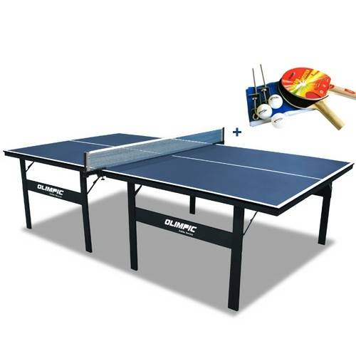 Tênis de Mesa, Ping Pong Klopf Olimpic 15 Mm MDP com Pés Dobráveis + Kit Raquetes, Bolinhas e Rede