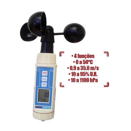 Termo Anemômetro Barômetro Velocidade Vento Analisador de Ar Sem Certificado Thab-500 Instrutherm