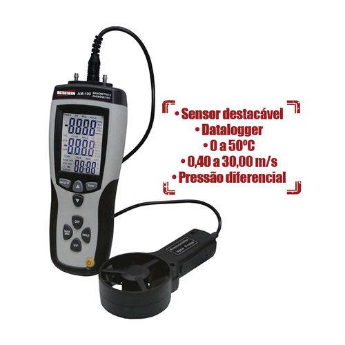 Termo Anemômetro Micromanômetro Velocidade Vento Analisador de Ar com Certificado Am-100 Instrutherm