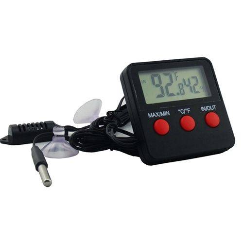Termo Higrômetro Termômetro Digital Externo e Interno com 2 Sensores para Freezer Geladeira Umidade