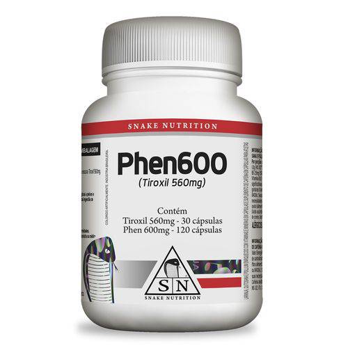 Termogênico Phen600 (tiroxil 560mg) - Snake Nutrition - 150 Caps.