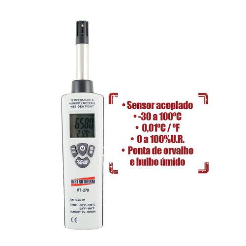 Termohigrômetro Termômetro Termo Higrômetro Temperatura e Umidade Sem Certificado Ht-270 Instrutherm