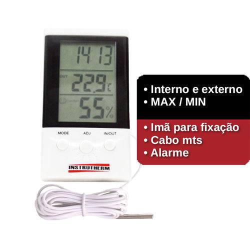 Termohigrômetro Termômetro Termo Higrômetro Temperatura e Umidade Sem Certificado Ht-750 Instrutherm