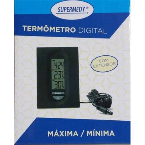 Termômetro Digital Maxima/ Minima Interno/ Externo Supermedy PRETO