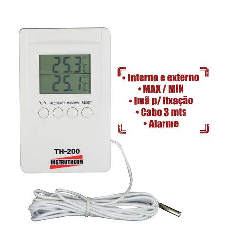 Termômetro Pirômetro Medidor de Temperatura Celsius e Calor com Certificado Th-200 Instrutherm