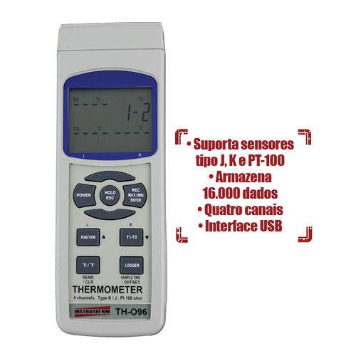 Termômetro Pirômetro Medidor de Temperatura Celsius e Calor com Certificado Th-096 Instrutherm
