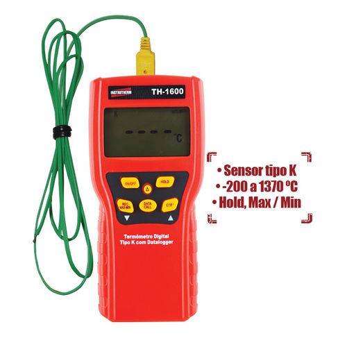 Termômetro Pirômetro Medidor de Temperatura Celsius e Calor com Certificado Th - 1600 Instrutherm