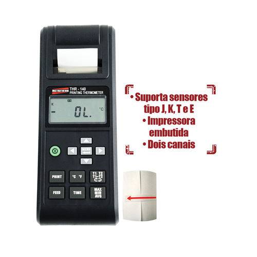 Termômetro Pirômetro Medidor de Temperatura Celsius e Calor com Certificado Thr - 140 Instrutherm