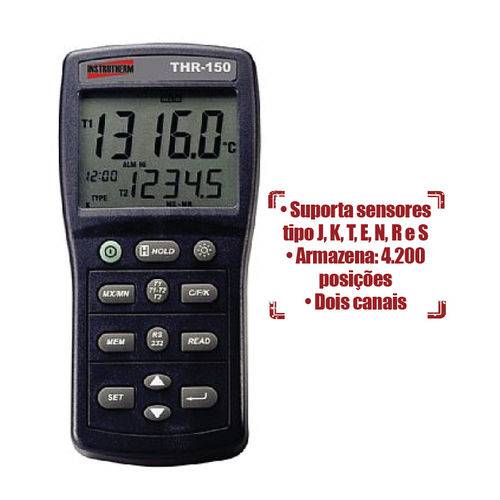 Termômetro Pirômetro Medidor de Temperatura Celsius e Calor Sem Certificado Thr - 150 Instrutherm