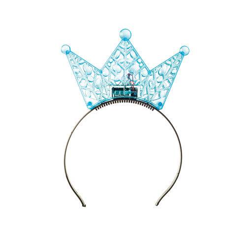 Tiara Acessório Carnaval Coroa Princesa com Luz Led Azul