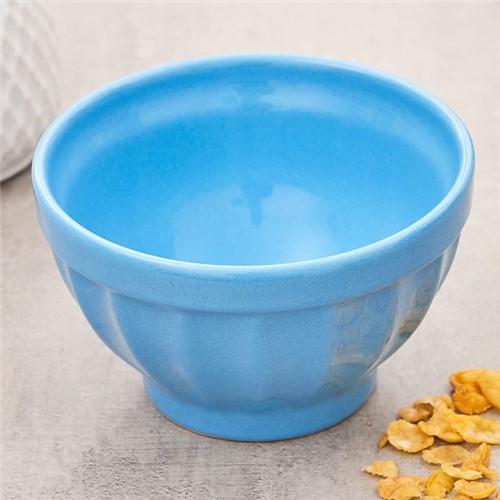 Tigela Bowl de Cerâmica Retrô 570ml Azul Azul