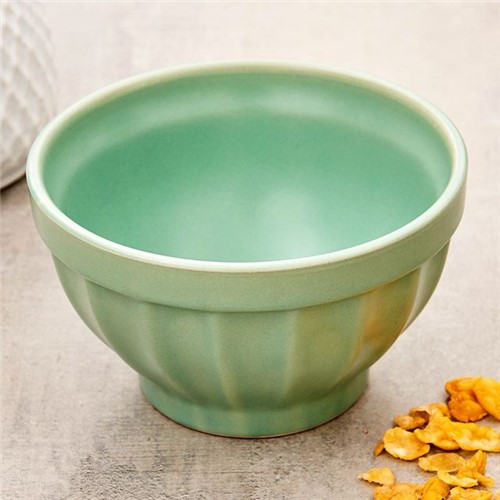 Tigela Bowl de Cerâmica Retrô 570ml Verde Fosco Verde Fosco