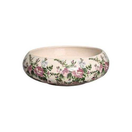 Tigela Cerâmica Ikebana Decalque Rosas - Royal Cardeal 25cm