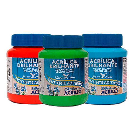 Tinta Acrilica Brilhante Resistente ao Tempo Nature Colors 250ml - Acrilex 501 - Azul Turquesa